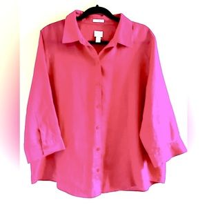COPY - Chico’s Linen Button Down Shirt 3/4 sleeves Size 3 ( size 16)